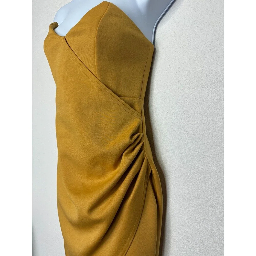 ASOS Design Bandeau Wrap Tuck Midi Slip Dress Sz 6 Tan Swearheart Neck Stretch